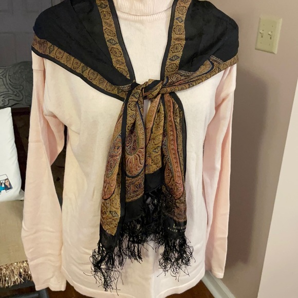 Ralph Lauren Scarf Black with Paisley Design